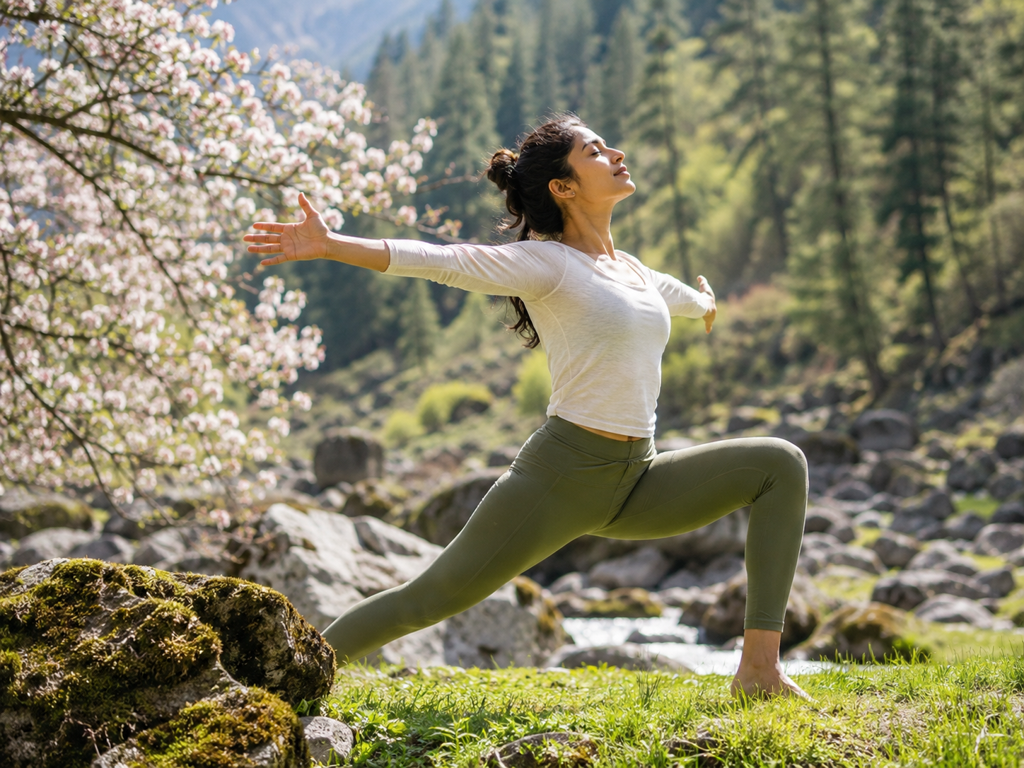 Woman practicing yoga in nature